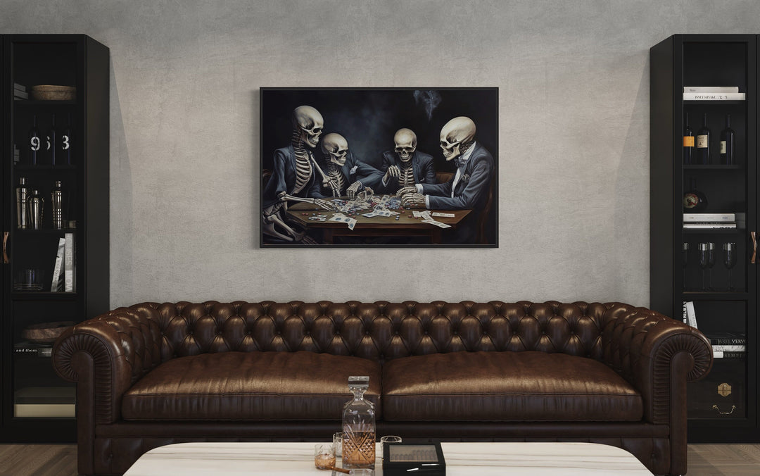 Skeletons Playing Poker Wall Art in man cave