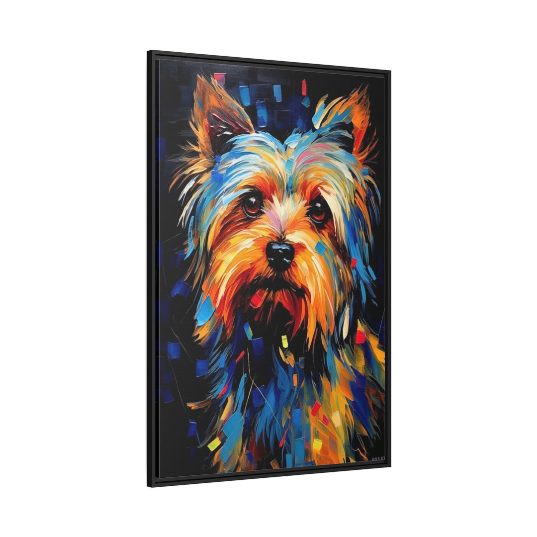 Colorful Yorkie Pop Art Portrait Canvas Wall Art side view