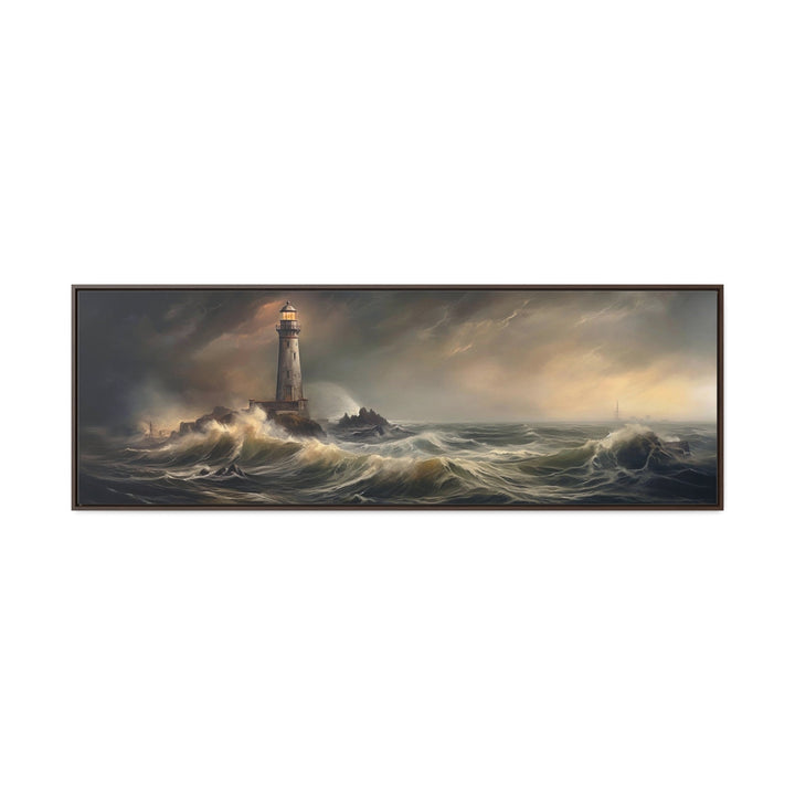 Lighthouse in Storm Large Panoramic Nautical Wall Art close up