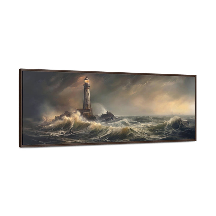 Lighthouse in Storm Large Panoramic Nautical Wall Art side view