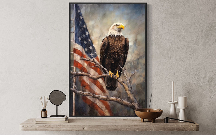 Bald Eagle With American Framed Patriotic Wall Art