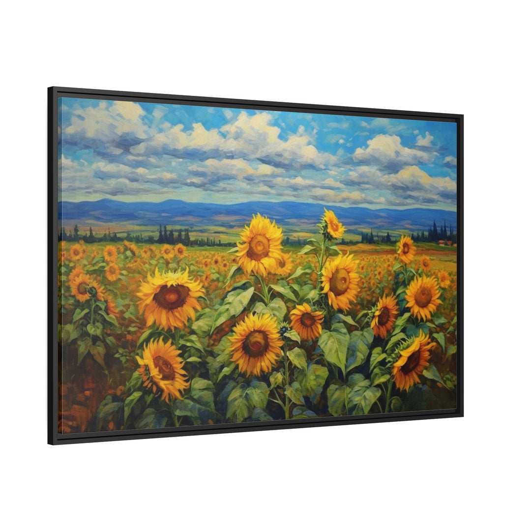 Traditional Ukrainian Sunflower Field Framed Canvas Wall Art side view