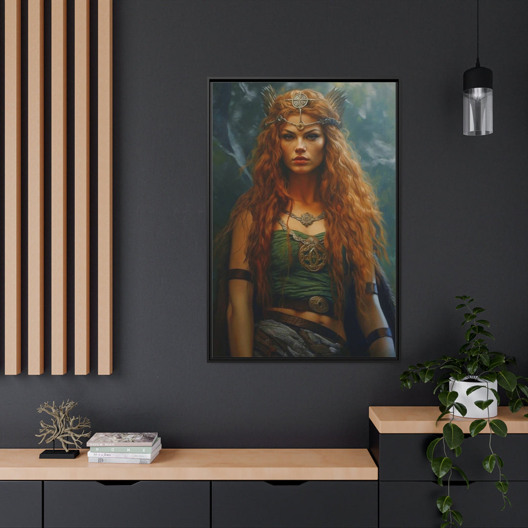 Macha Goddess Framed Canvas Wall Art in the office