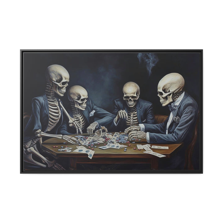 Skeletons Playing Poker Wall Art close up