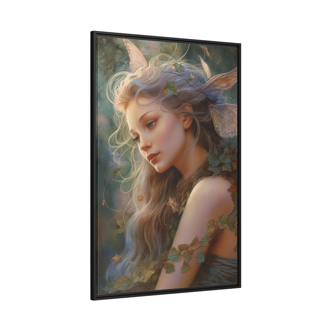 Beautiful Fairy Watercolor Portrait Framed Canvas Wall Art side view