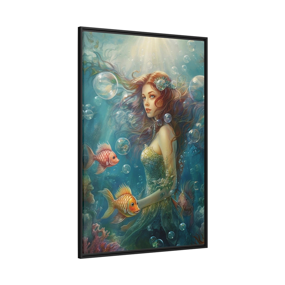 Little Mermaid Under The Sea Framed Canvas Wall Art side view