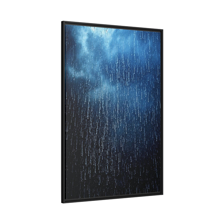 Navy Blue Rain Drops Framed Canvas Wall Art side view