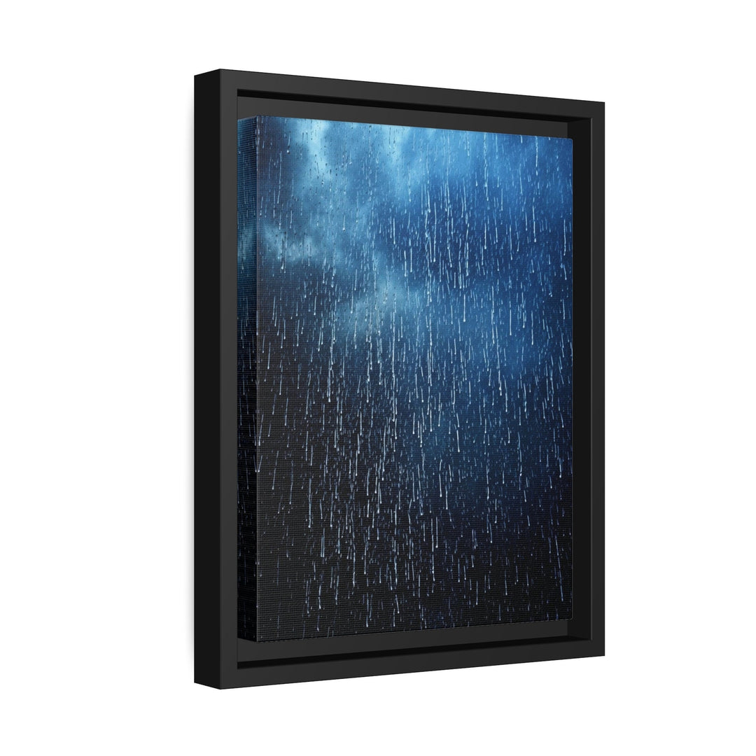 Navy Blue Rain Drops Framed Canvas Wall Art close up