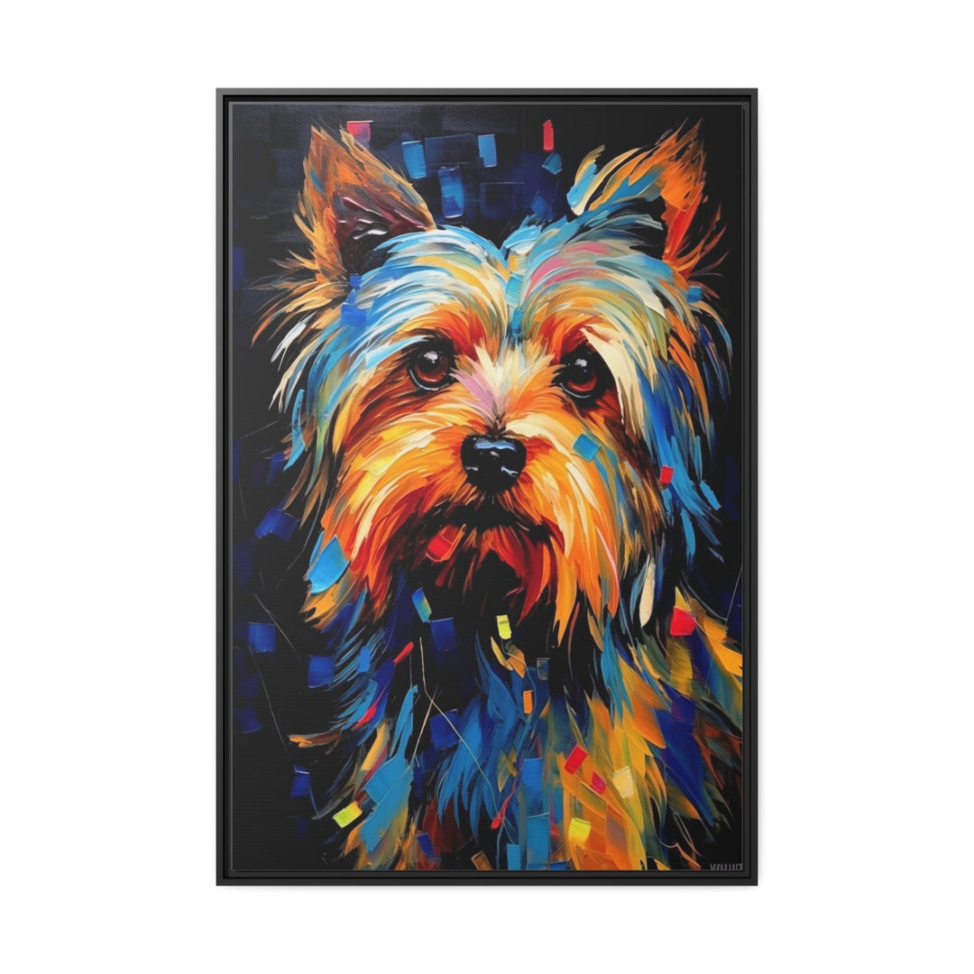 Colorful Yorkie Pop Art Portrait Canvas Wall Art close up