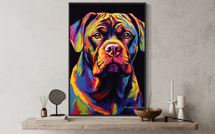 French Mastiff Dog Pop Art Portrait Canvas Wall Art close up