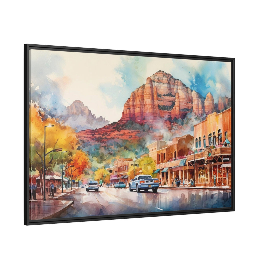 Downtown Sedona Arizona Framed Canvas Wall Art side view