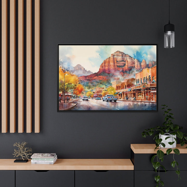 Downtown Sedona Arizona Framed Canvas Wall Art