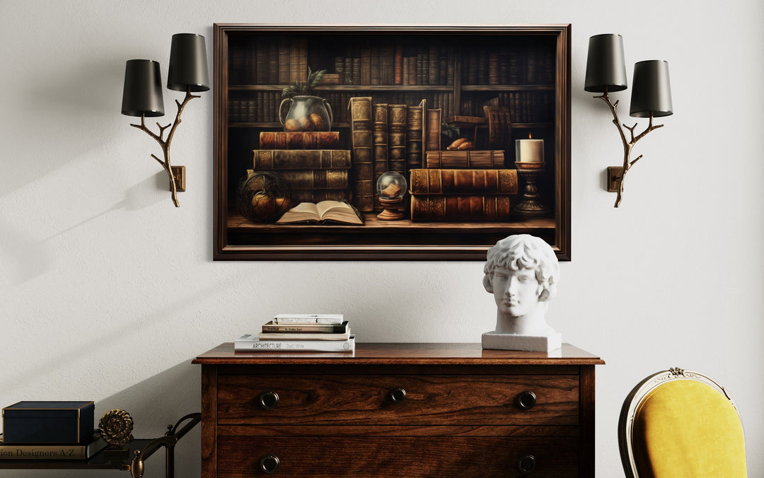 Vintage Book Shelf painting on the wall