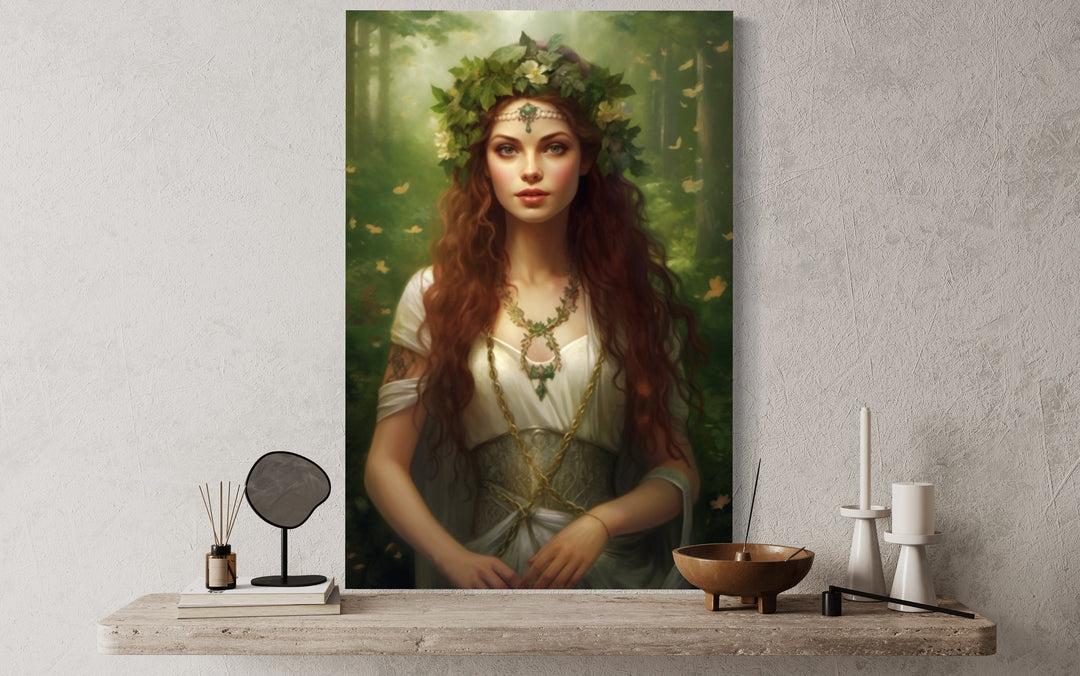 Aine Irish Goddess of Summer, Wealth and Sovereignty Framed Canvas Wall Art close up