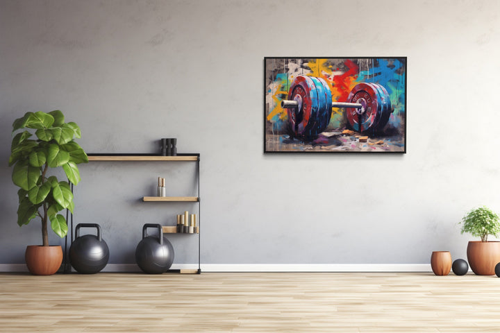 Graffiti Barbell Wall Decor in home gym