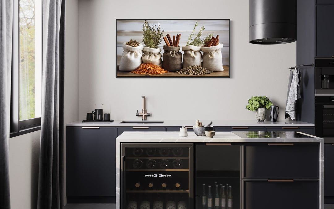 Spices And Herbs Farmhouse Kitchen Wall Art in modern kitchen