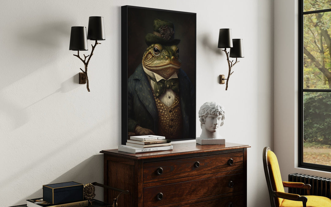 Victorian Toad Portrait Framed Canvas Wall Art side view