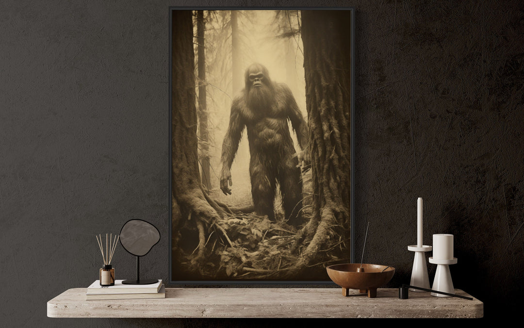 Bigfoot Realistic Photograph Framed Canvas Wall Art close up