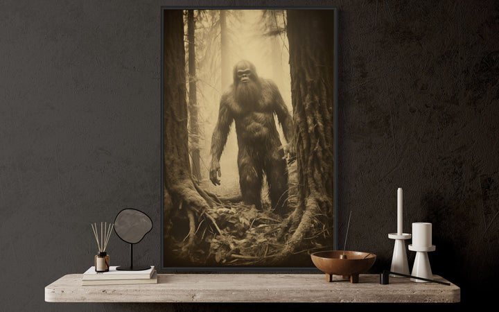 Bigfoot Realistic Photograph Framed Canvas Wall Art close up