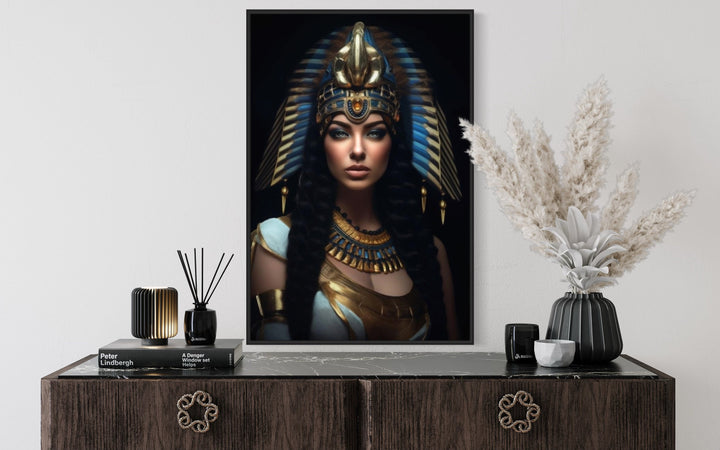 Cleopatra Queen of Egypt Framed Canvas Wall Art above table