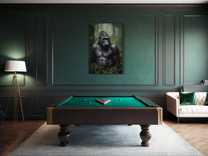 Gorilla in The Jungle Framed Canvas Wall Art in billiards room