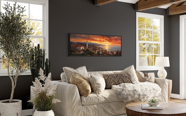 Santa Barbara At Sunrise Framed Horizontal Wall Art i living room side view