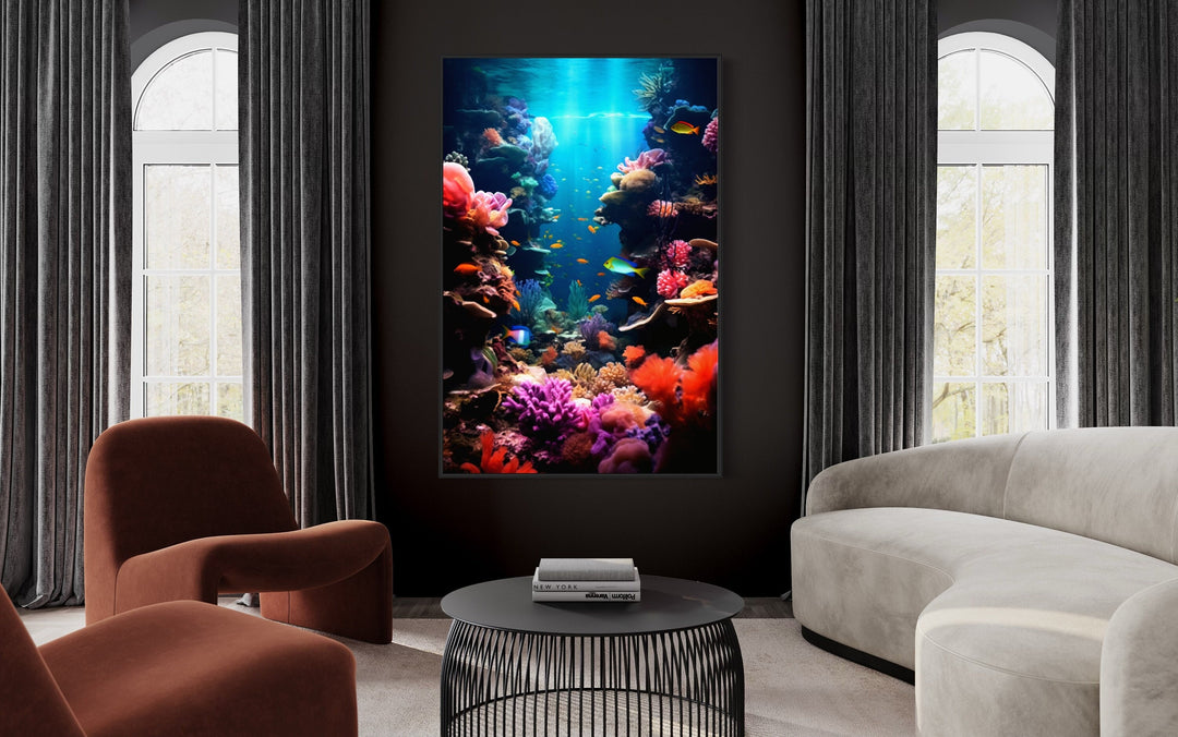 Underwater World Coral Reefs Fish Photograph Framed Canvas Wall Art