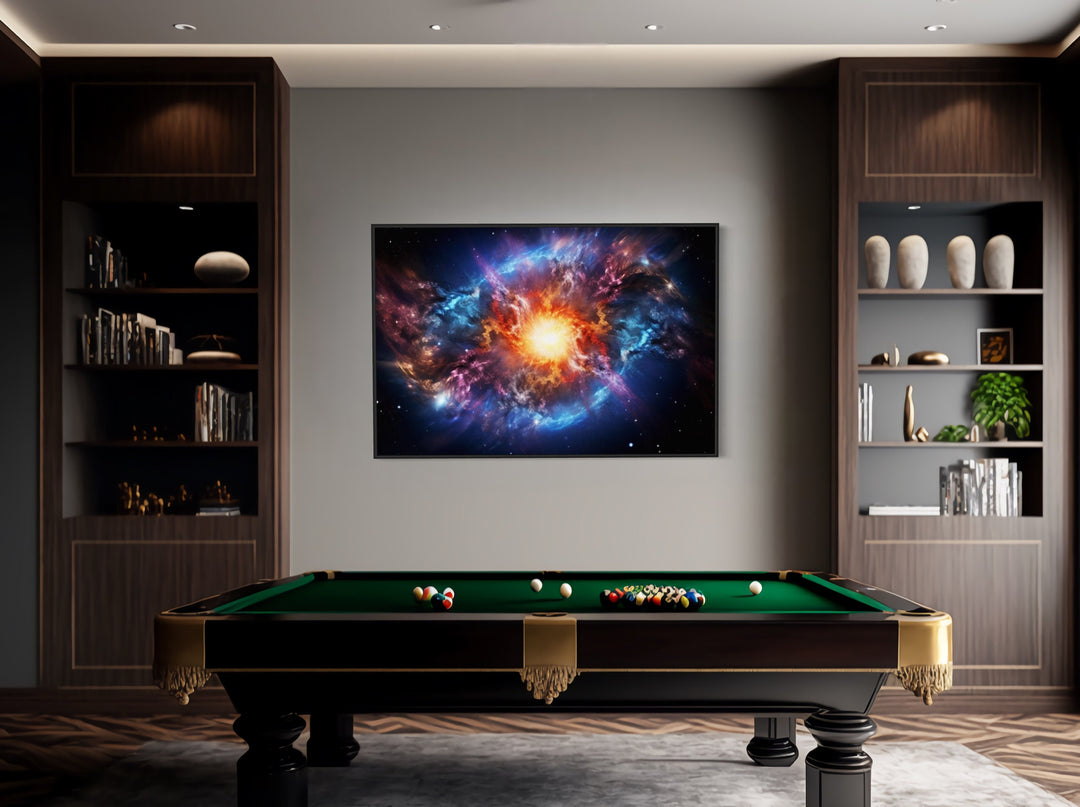 Big Bang Painting Space Framed Canvas Wall Art in game room