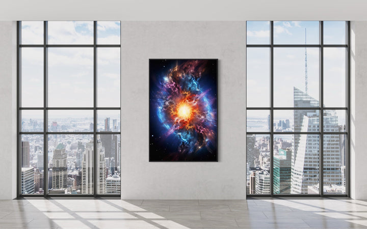 Big Bang Painting Space Framed Canvas Wall Art in living room