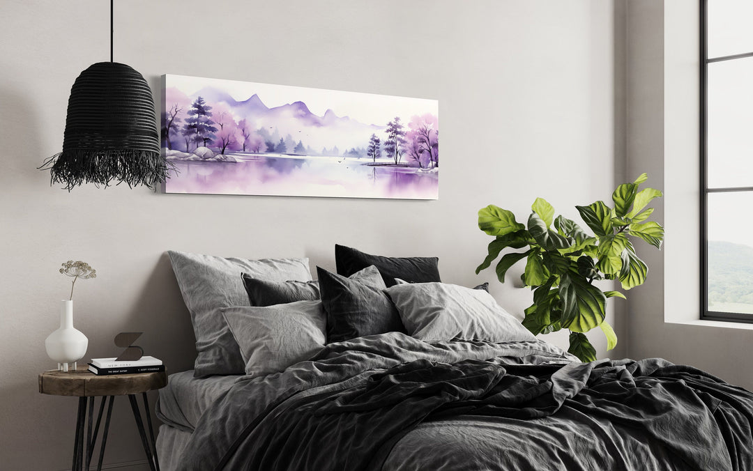 Purple Mountains Lake Long Horizontal Above Bed Wall Art above bed