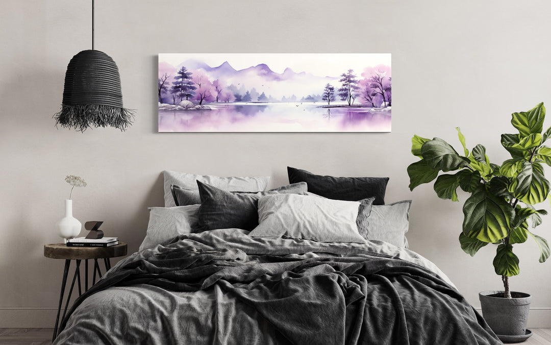 Purple Mountains Lake Long Horizontal Above Bed Wall Art