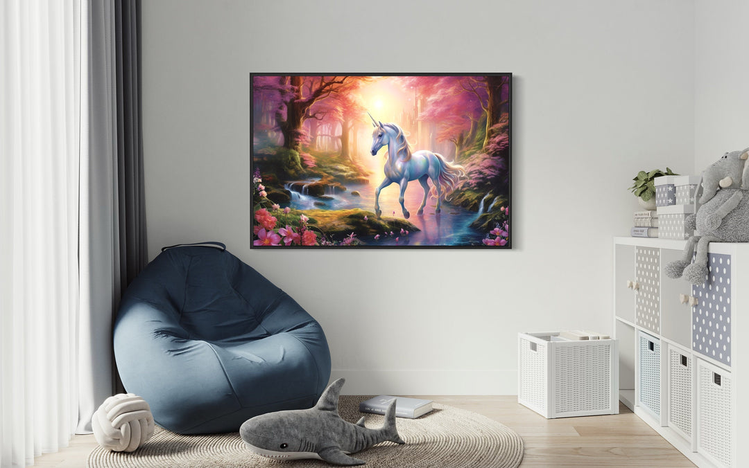 Magical Unicorn Framed Canvas Wall Art in nursery