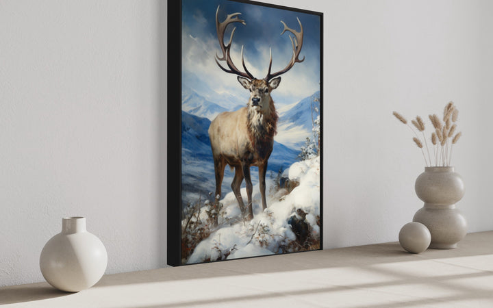 Deer in Snowy Mountains Wall Art