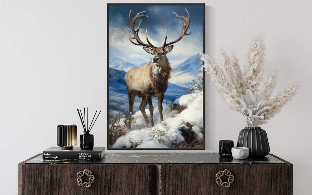 Elk in Snowy Mountains Wall Art