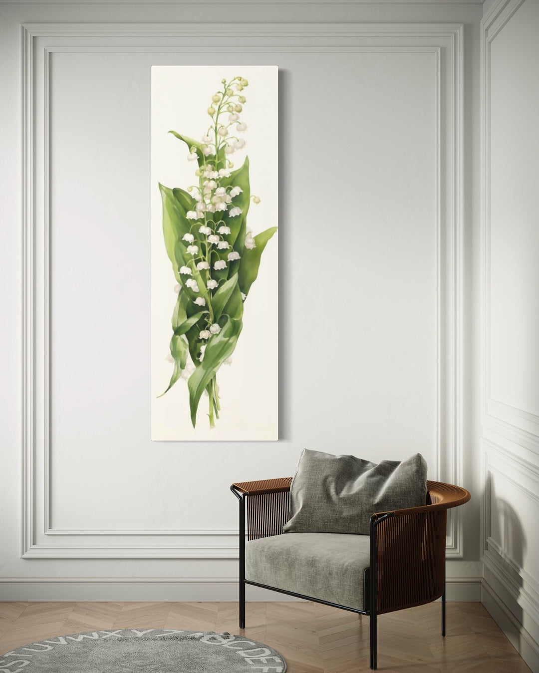 Long Vertical Lily of The Valley Watercolor Wall Art