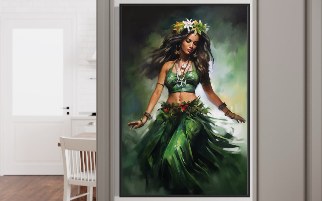 Hula Girl Dancing Traditional Hula Dance Hawaii Canvas Wall Art close up