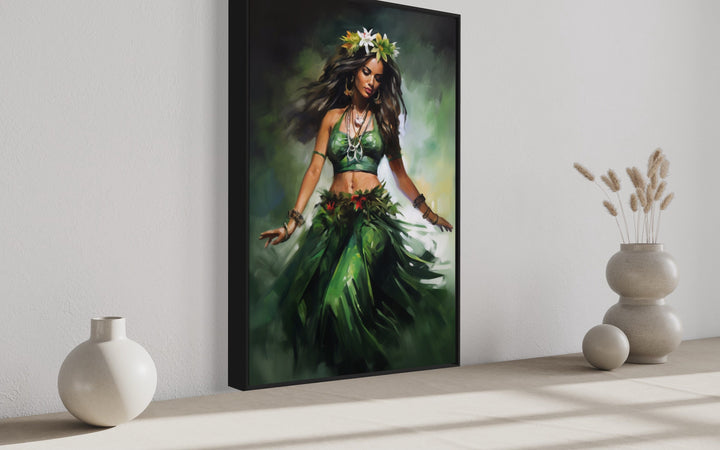 Hula Girl Dancing Traditional Hula Dance Hawaii Canvas Wall Art side view