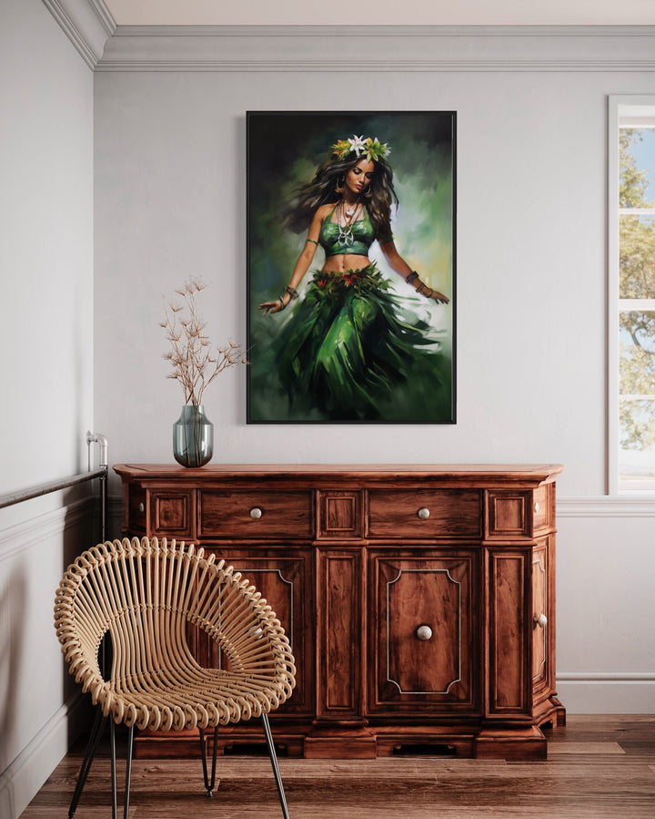 Hula Girl Dancing Traditional Hula Dance Hawaii Canvas Wall Art