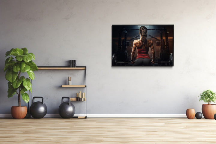 Athletic Woman Lifting Barbell painting in the gym