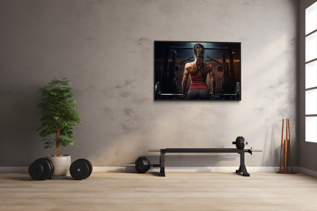 Athletic Woman Lifting Barbell painting in the gym