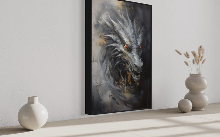 Abstract Dragon Framed Canvas Wall Art side view