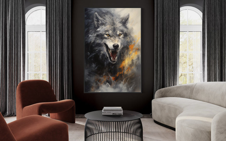 Fenrir Wolf Norse Mythology Framed Canvas Wall Art