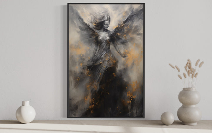 Dark Fallen Angel Framed Canvas Wall Art close up