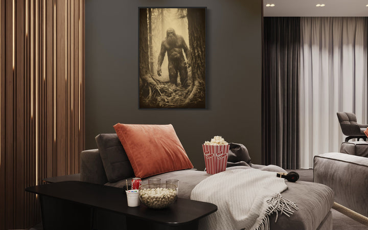 Bigfoot Realistic Photograph Framed Canvas Wall Art in movie room