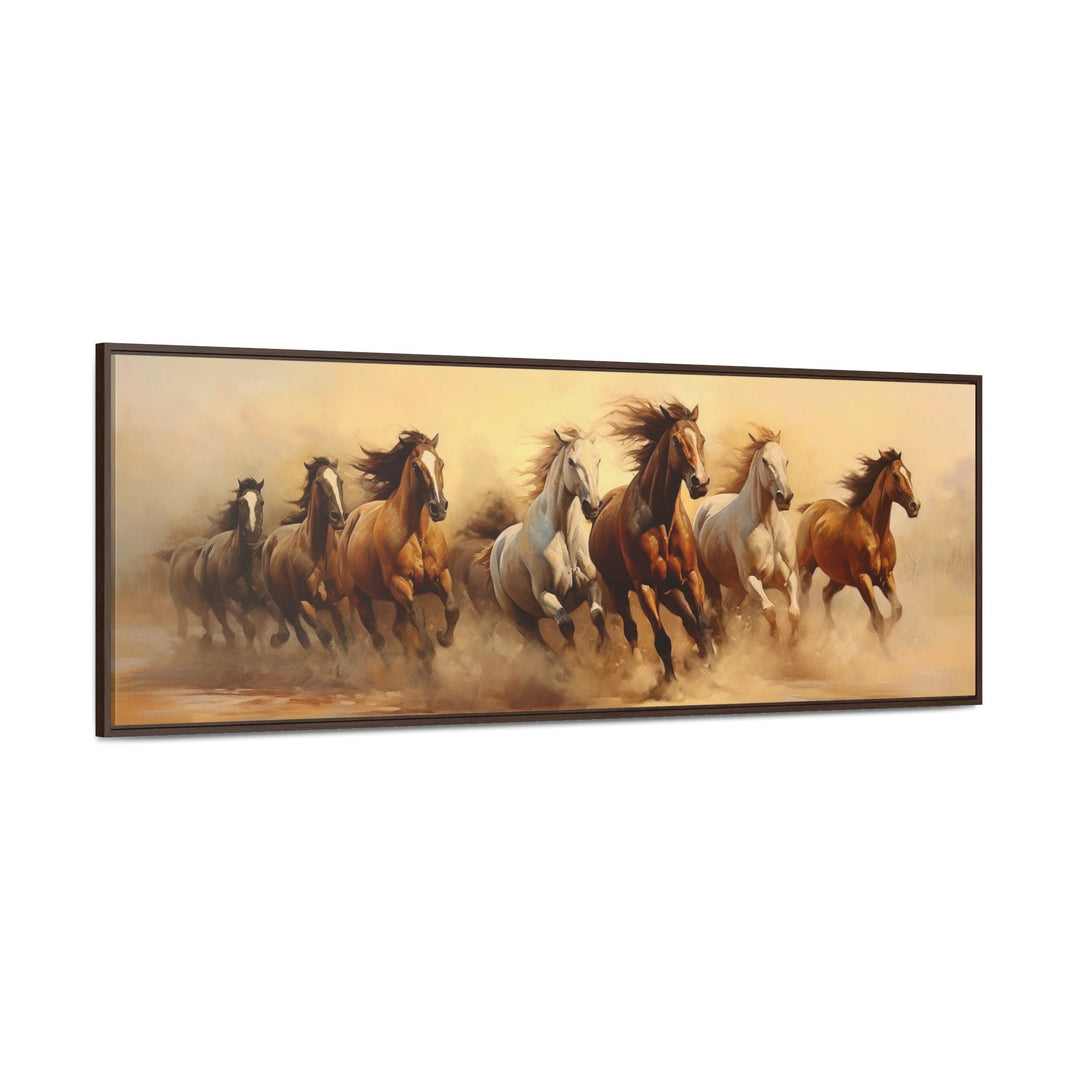 Herd of Wild Horses Running Panoramic Wall Art close up