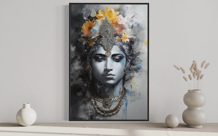 Lord Vishnu Indian Framed Canvas Wall Art