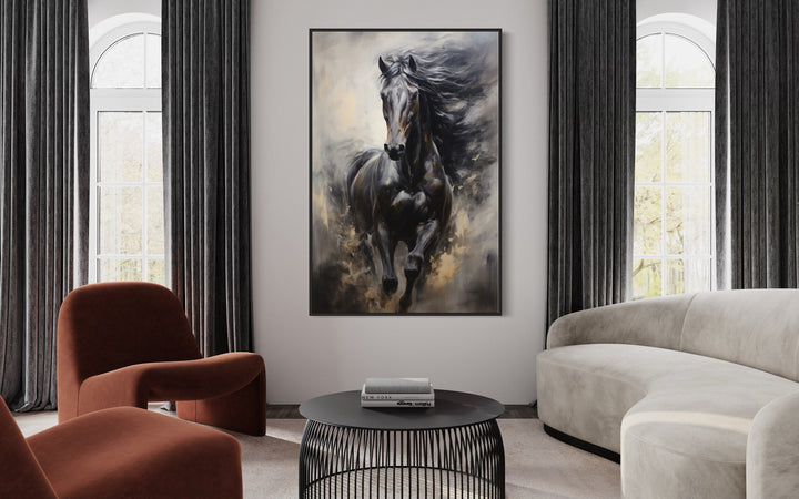 Black Horse Modern Abstract Painting Extra Large Framed Canvas Wall Art