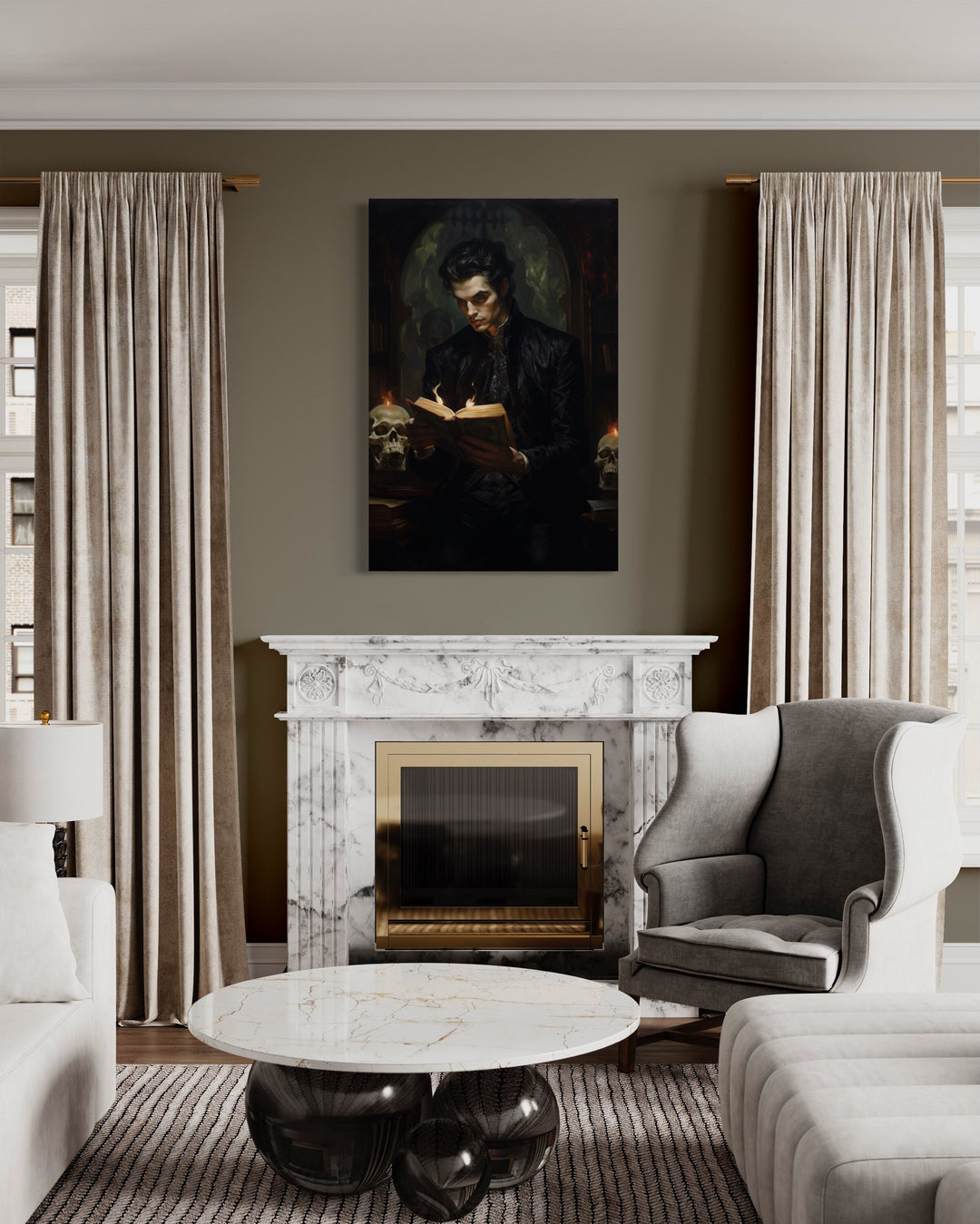 Vampire Reading a Book Gothic Wall Art