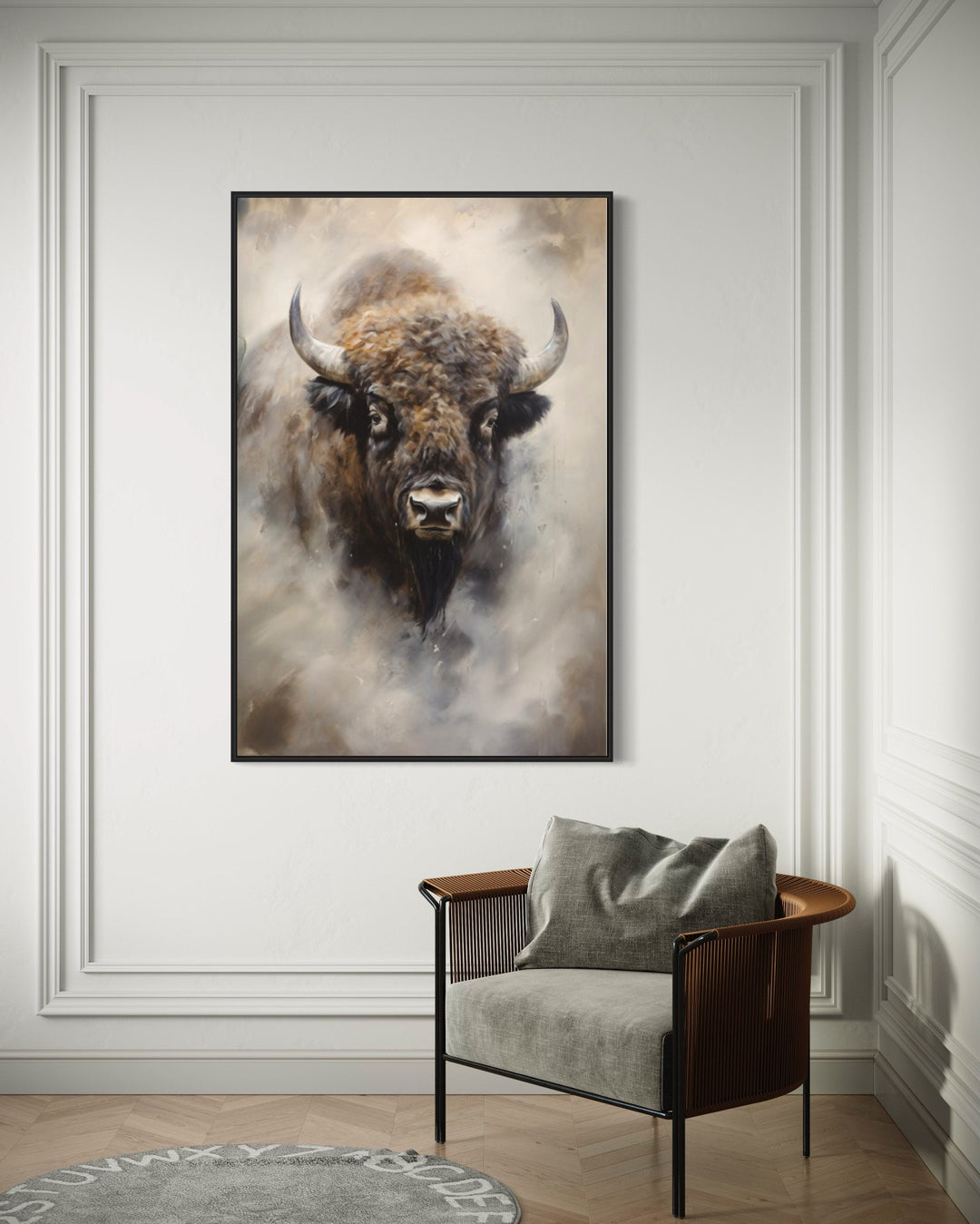 American Buffalo Abstract Painting Extra Large Framed Canvas Wall Art on big wall