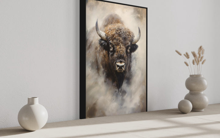 American Buffalo Abstract Painting Extra Large Framed Canvas Wall Art side view